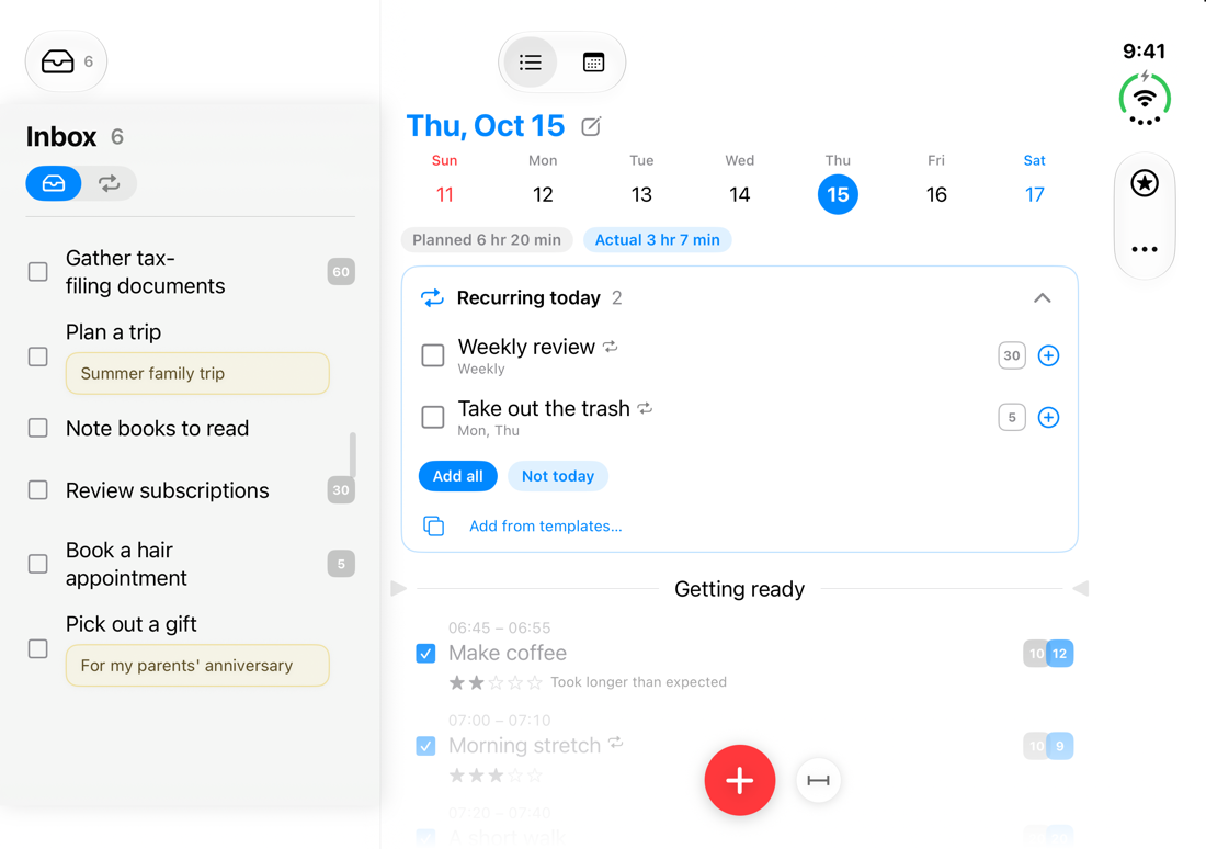 The open iPhone Duo with Inbox on the left and today's day list on the right
